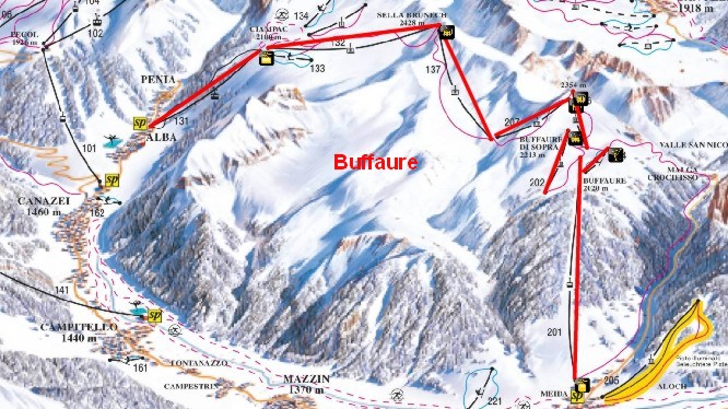 Mappa piste sci Buffaure-Ciampac